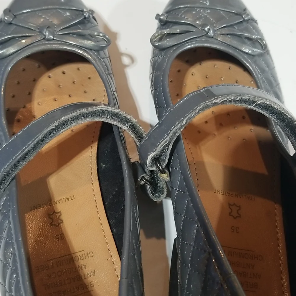 GEOX RESPIRA Plie Mary Jane Gray Silver Quilted Flat